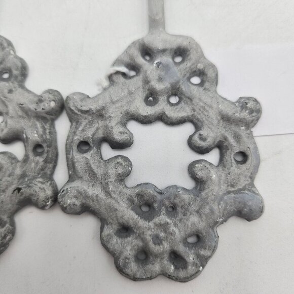 Vintage Cast Iron Wall Hooks with Ceramic Tip Rustic Ash Patina Coat Hat Hanger - Picture 10 of 11